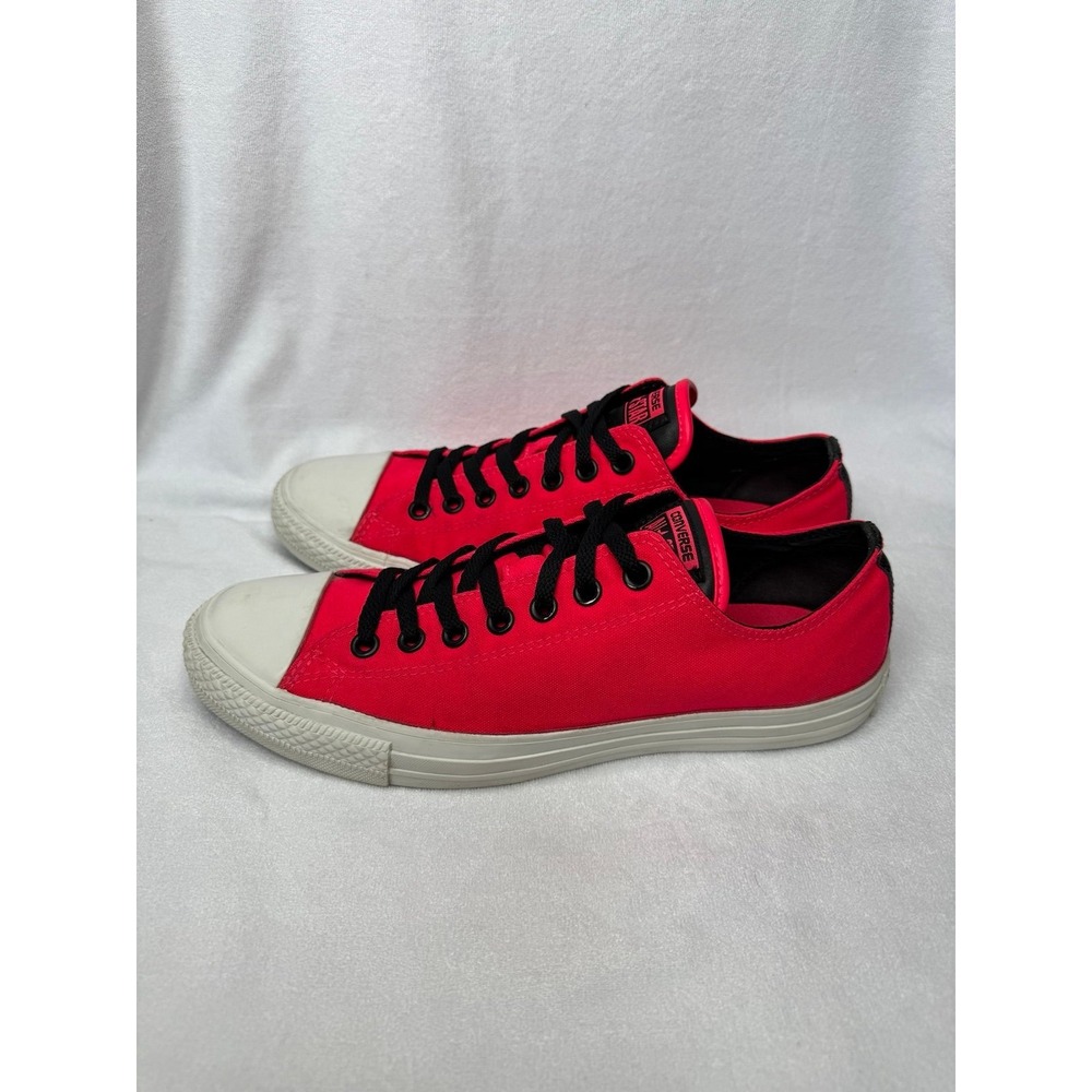 Converse All Star Chuck Taylor Low Top Neon Pink Black Leather Mens 9 Womens 11 - Picture 3 of 9